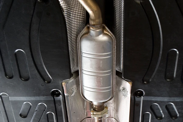 Close-up image of a catalytic converter