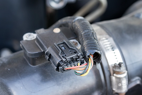 Mass airflow sensor on engine air intake